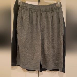 MT Gray And Black Athletic Shorts with Elastic Waistband